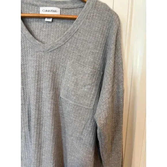 Calvin Klein Gray Waffle Knit Tee Size Large - Picture 3 of 6